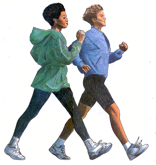 two women taking a brisk walk