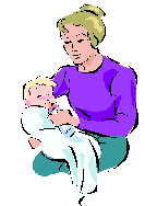 cartoon graphic of mother bottle-feeding infant