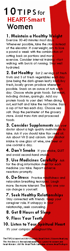 WHF Bookmark 10 TIPS for HEART-Smart Women