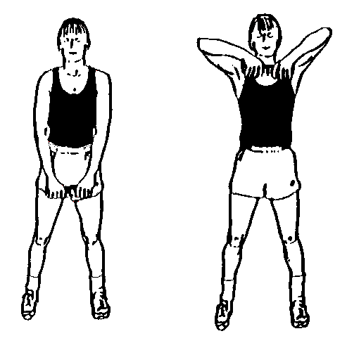 person lifting both dumbbells simultaneosly to chin